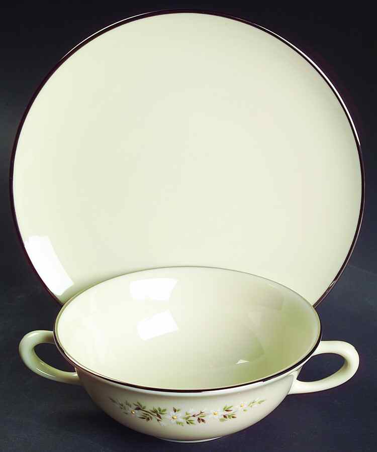 Brookdale Flat Cream Soup Bowl & Saucer Set by Lenox-1