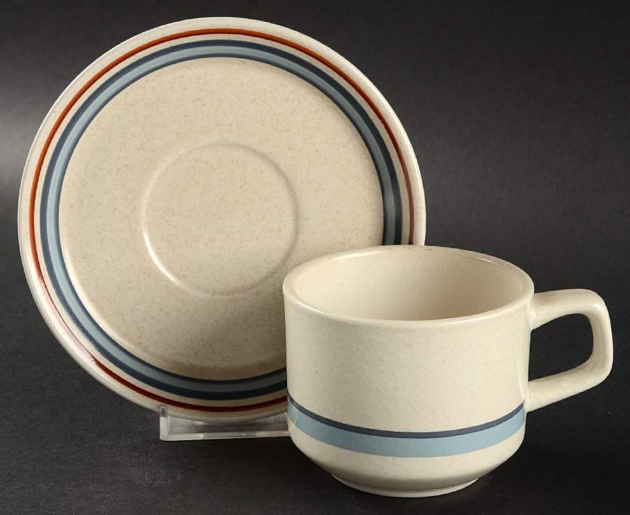 Brushwork Blue Flat Cup & Saucer Set by Lenox-1