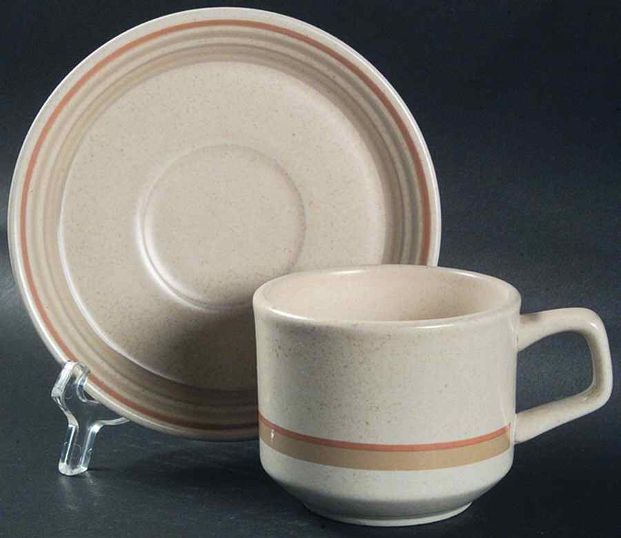 Brushwork Beige Flat Cup & Saucer Set by Lenox-1