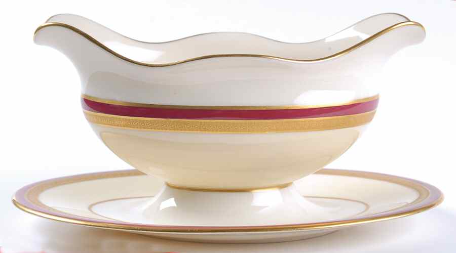 C337r (Maroon) Gravy Boat with Attached Underplate by Lenox-1