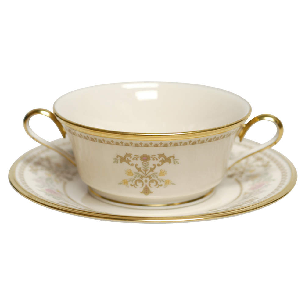 Castle Garden Footed Cream Soup & Dessert Plate/Saucer Set by Lenox-1