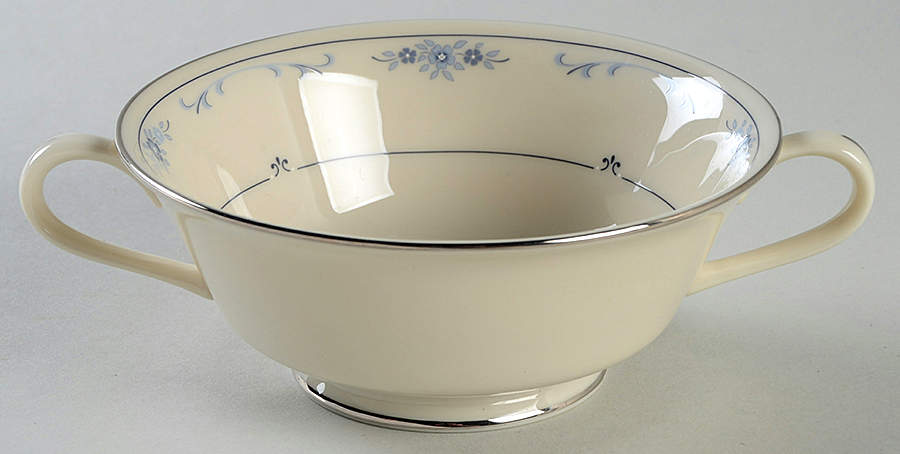 Carolina (Blue Flowers) Footed Cream Soup Bowl & Saucer Set by Lenox-1