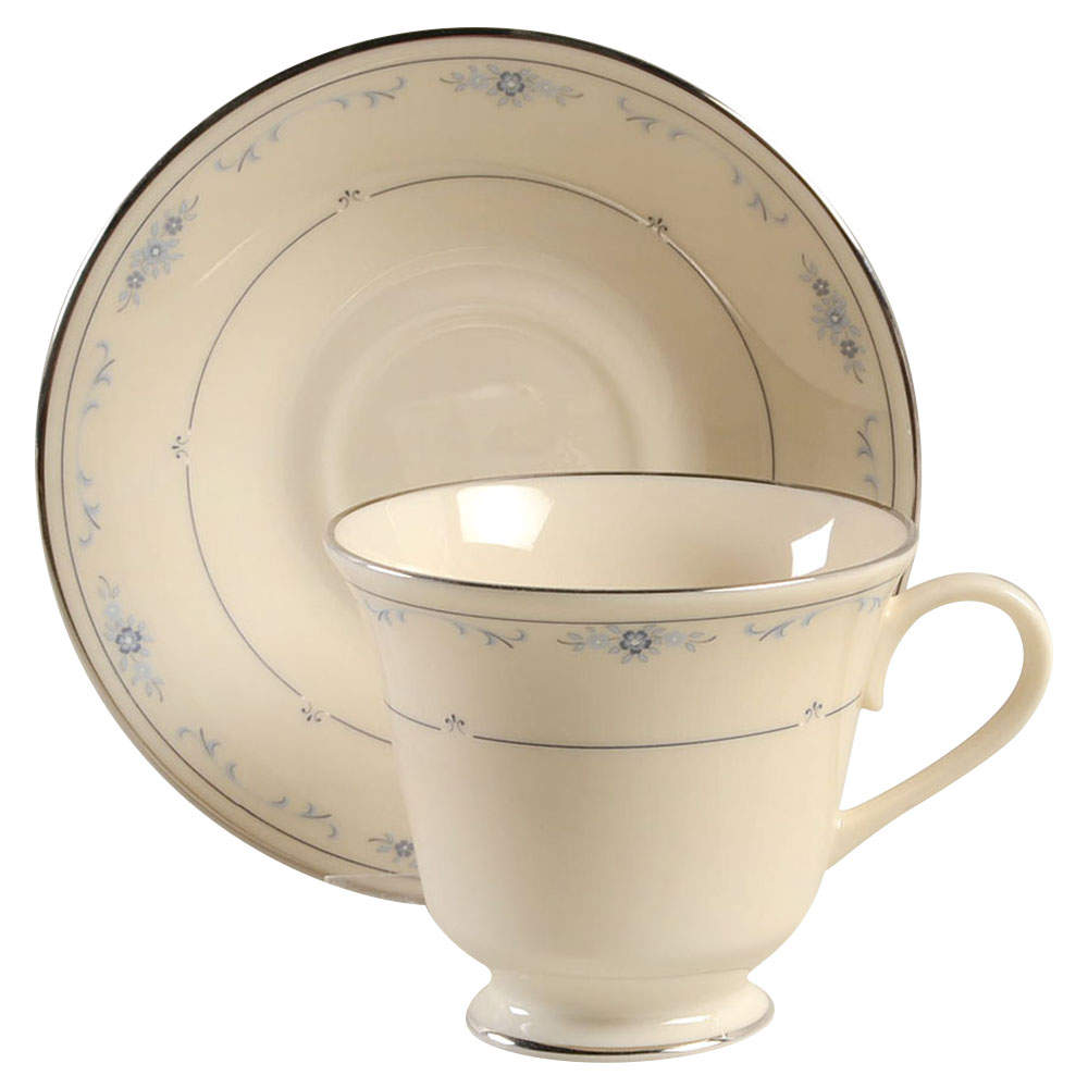 Carolina (Blue Flowers) Footed Cup & Saucer Set by Lenox-1