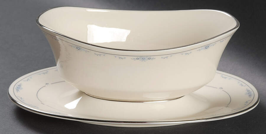 Carolina (Blue Flowers) Gravy Boat with Attached Underplate by Lenox-1