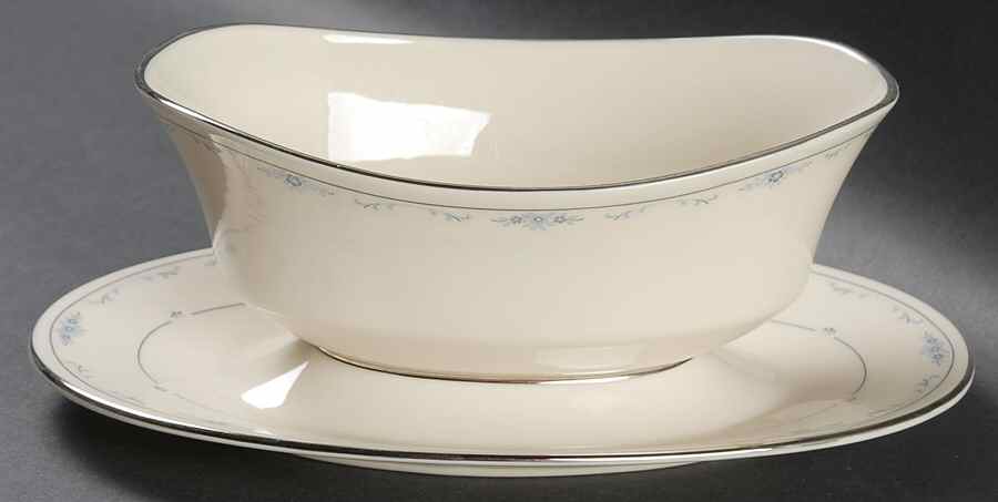 Carolina (Blue Flowers) Gravy Boat with Attached Underplate by Lenox-1