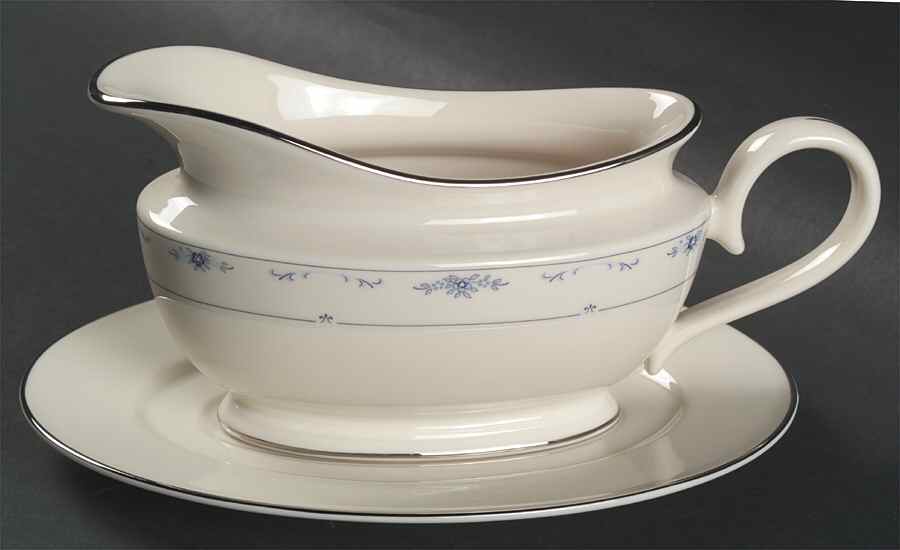 Carolina (Blue Flowers) Gravy Boat & Underplate by Lenox-1