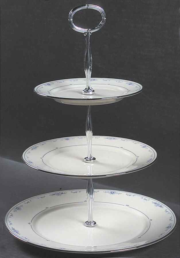 Carolina (Blue Flowers) 13 7/8"-14 1/4" 3-Tiered Serving Tray(DP,SP,BB) HC by Lenox-1