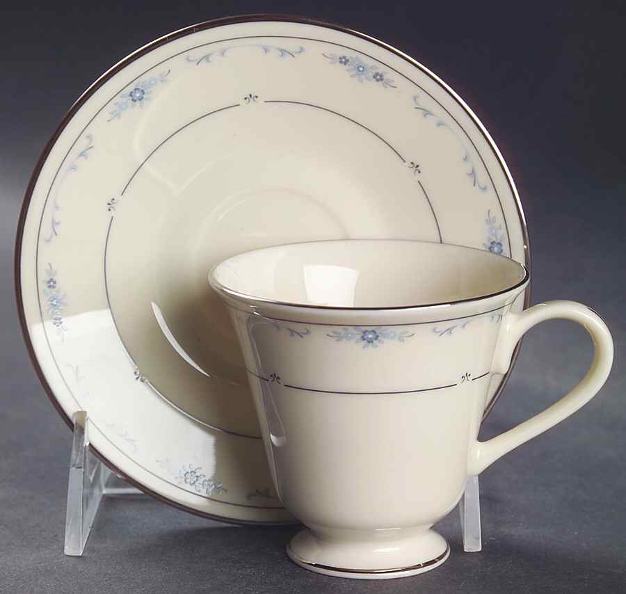 Carolina (Blue Flowers) Footed Demitasse Cup & Saucer Set by Lenox-1