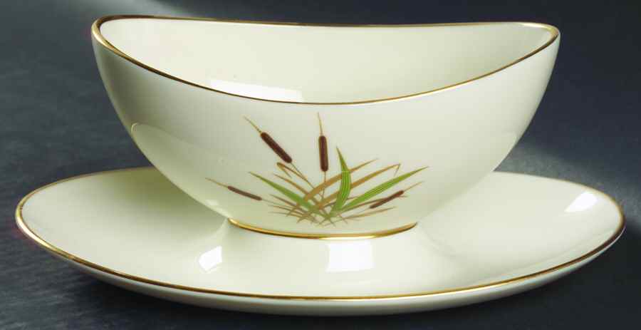 Cattail (Coupe Shape) Gravy Boat with Attached Underplate by Lenox-1