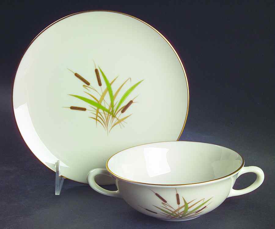 Cattail (Coupe Shape) Flat Cream Soup Bowl & Dessert Plate/Saucer Set by Lenox-1