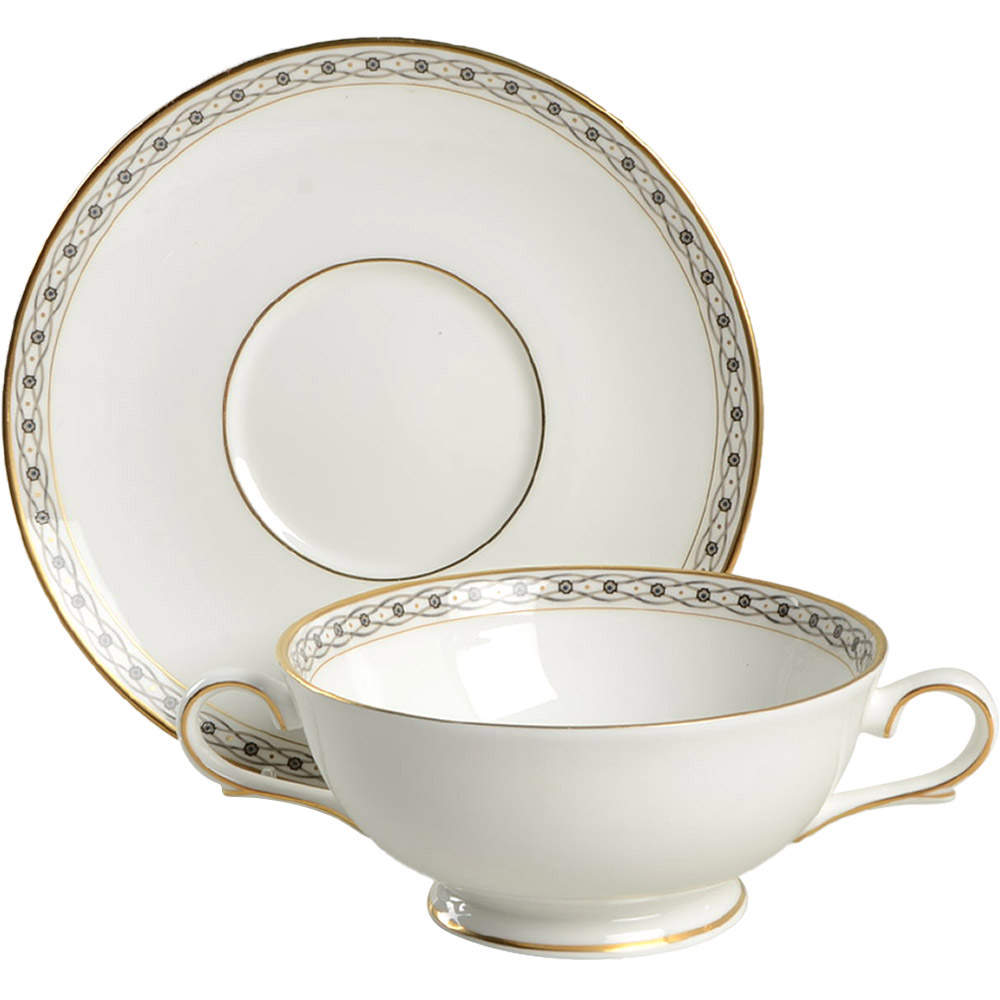 Celtic Braid Footed Cream Soup Bowl & Saucer Set by Lenox-1