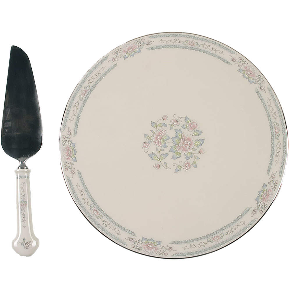 Charleston Cake Plate & Server Set (No Box) by Lenox-1