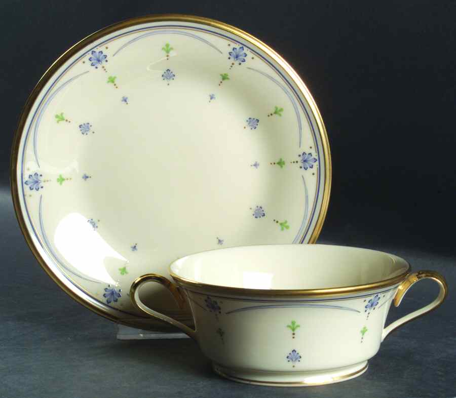 Chateau Footed Cream Soup & Dessert Plate/Saucer Set by Lenox-1