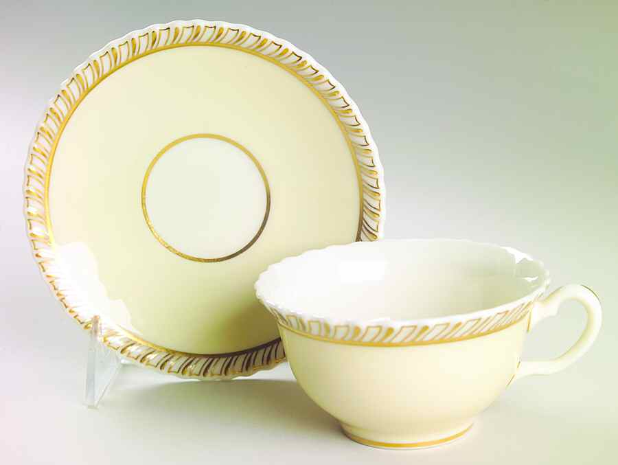 Chelsea Cream Flat Cup & Saucer Set by Lenox-1