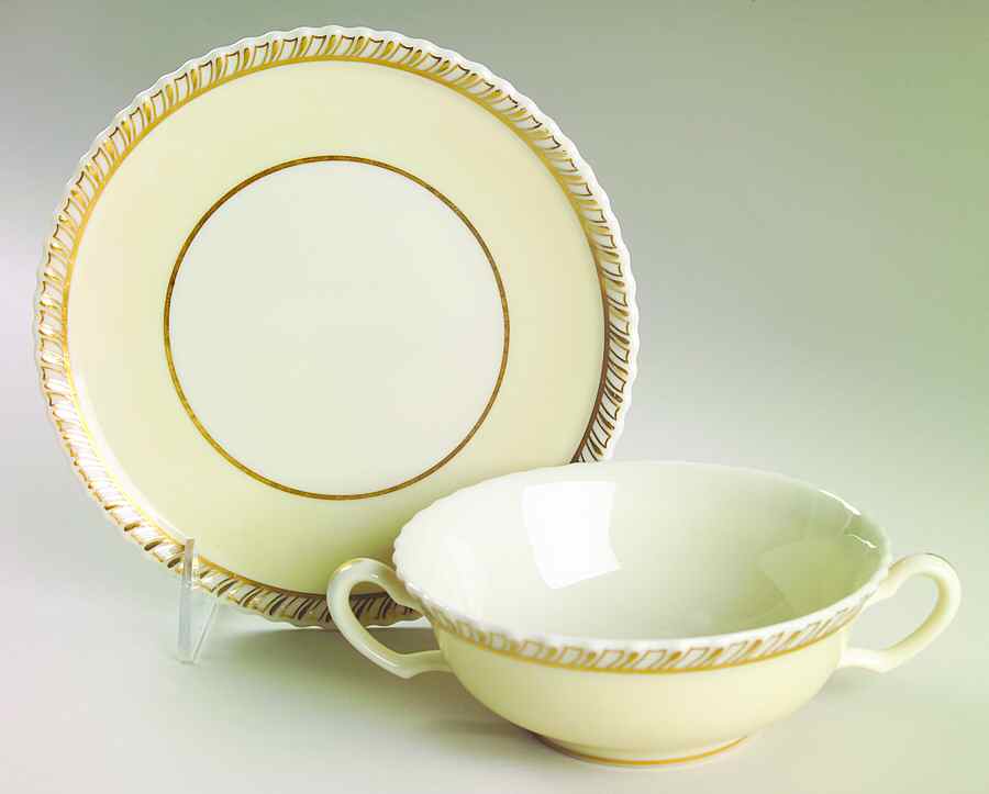 Chelsea Cream Flat Cream Soup Bowl & Saucer Set by Lenox-1