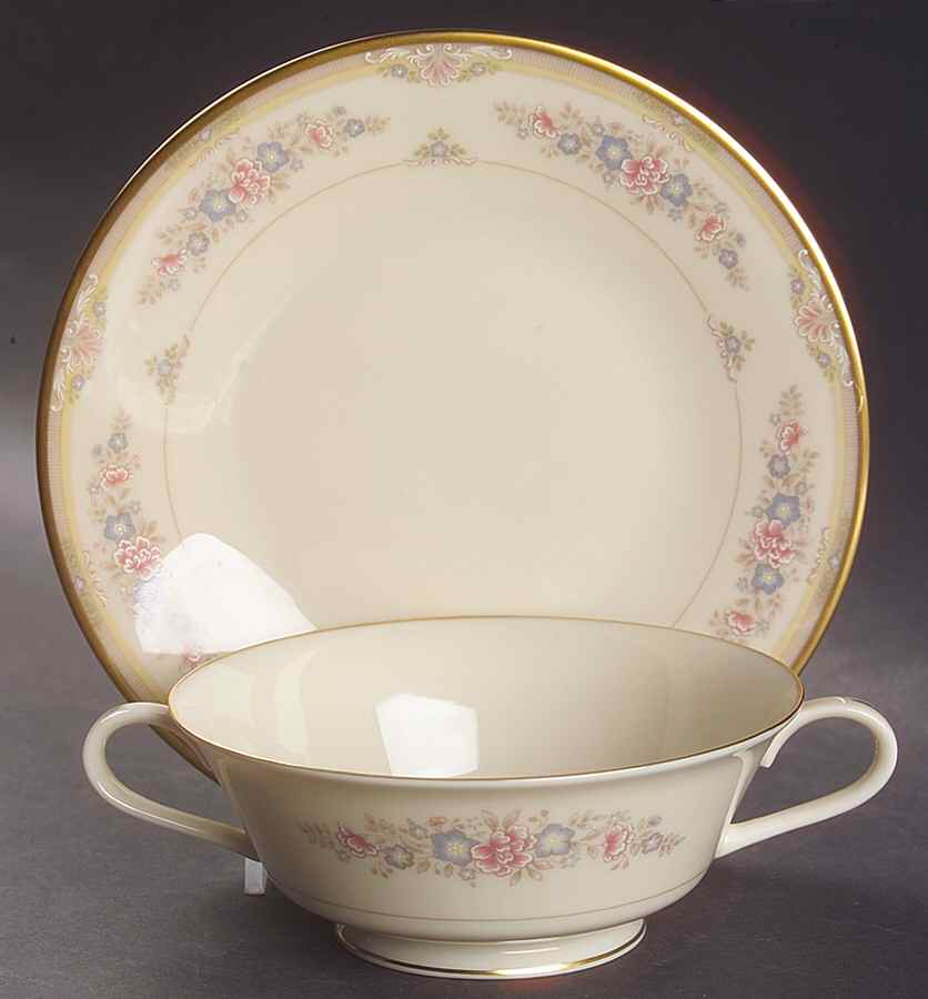 Chesapeake Footed Cream Soup Bowl & Saucer Set by Lenox-1
