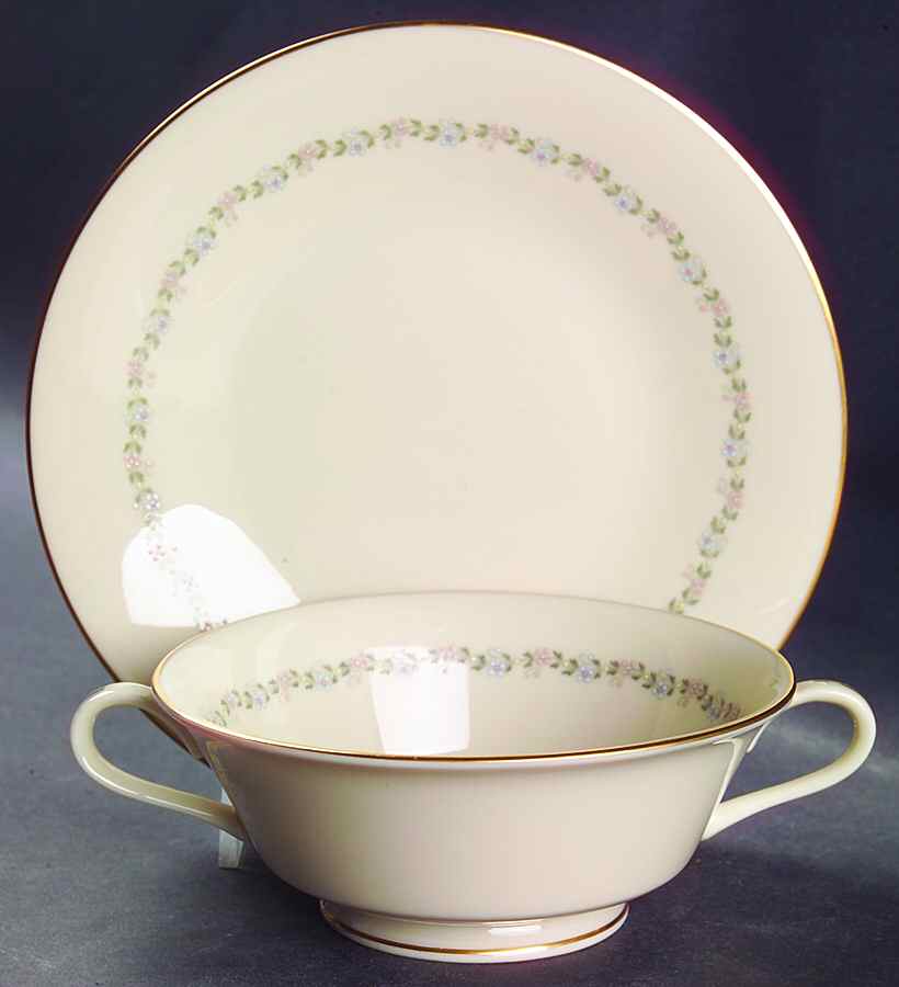 Christie Footed Cream Soup Bowl & Saucer Set by Lenox-1