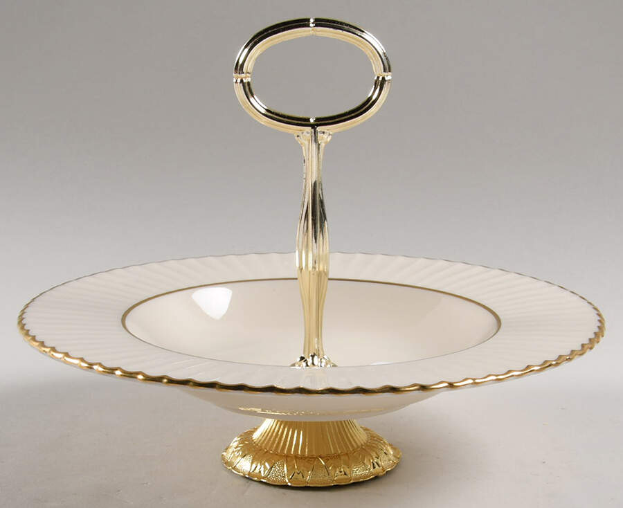 Citation Gold 6"-7" Handled Footed Nut Dish HC by Lenox-1