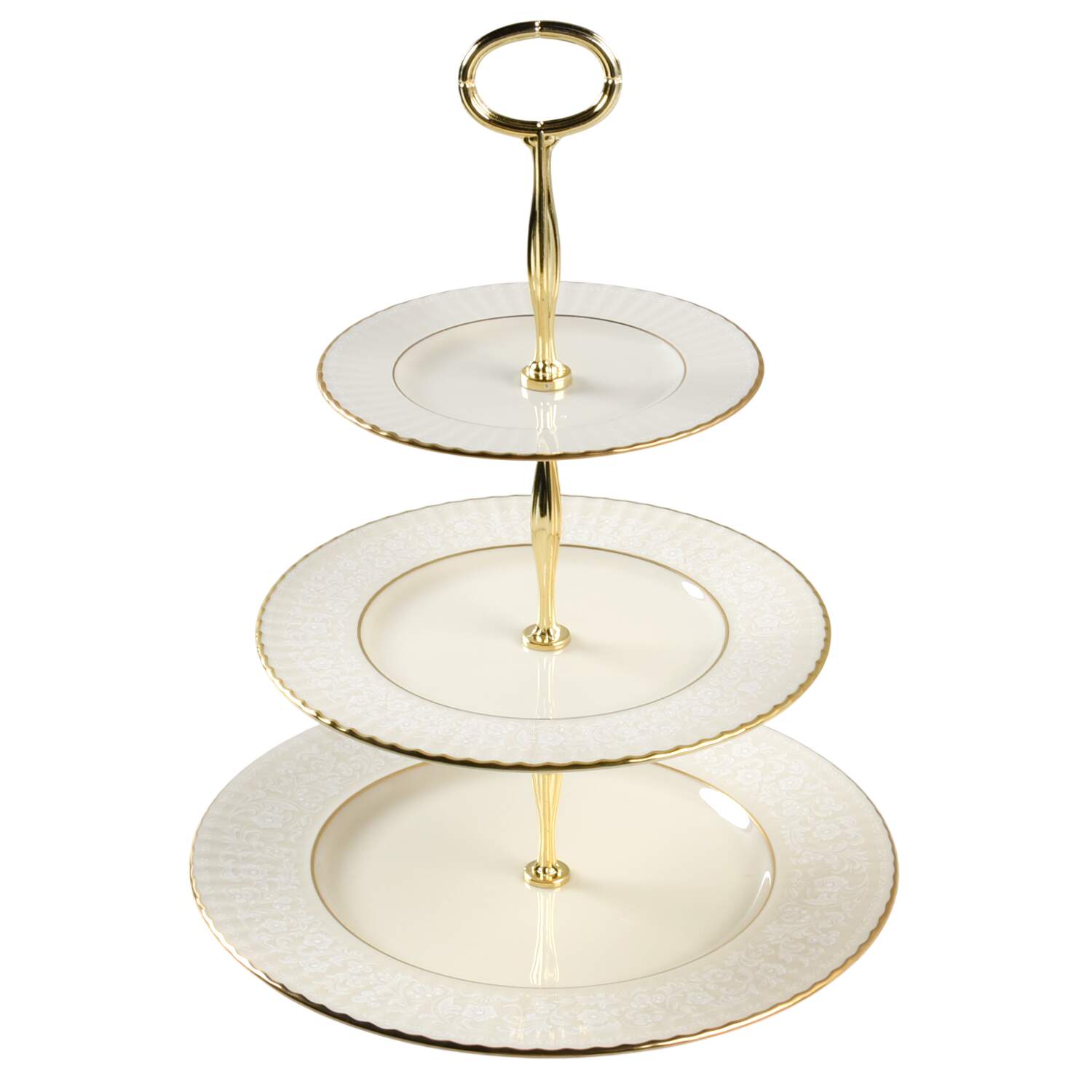 Citation Lace 13 7/8"-14 1/4" 3-Tiered Serving Tray(DP,SP,BB) HC by Lenox-1