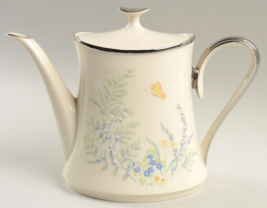 Cinderella (Newer, Platinum Trim) Tea/Coffee Pot & Lid by Lenox-1