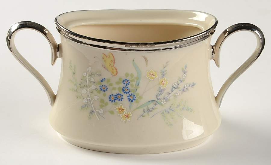Cinderella (Newer, Platinum Trim) Sugar Bowl No Lid by Lenox-1
