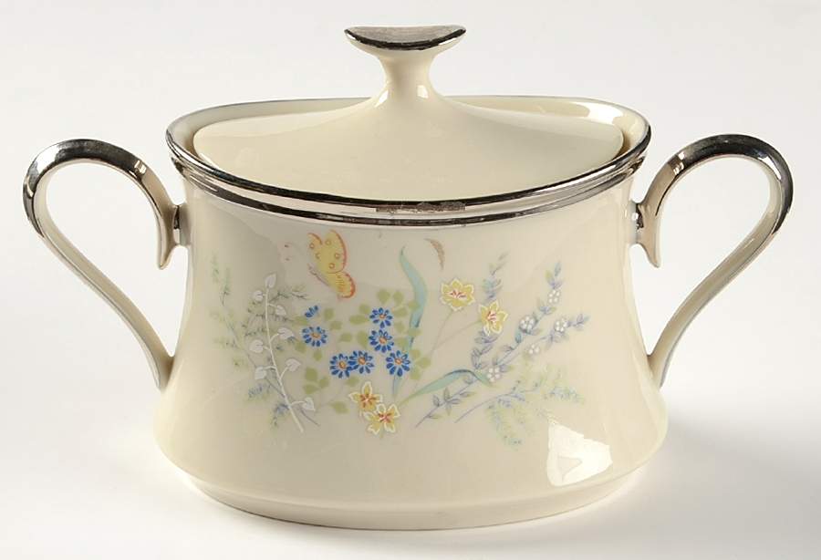 Cinderella (Newer, Platinum Trim) Sugar Bowl & Lid by Lenox-1
