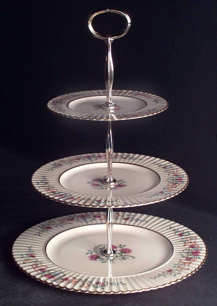 Cinderella (Old, Gold Trim) 13 7/8"-14 1/4" 3-Tiered Serving Tray(DP,SP,BB) HC by Lenox-1