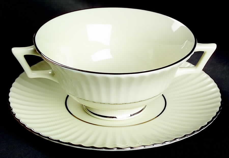 Citation Platinum Footed Cream Soup Bowl & Saucer Set by Lenox-1