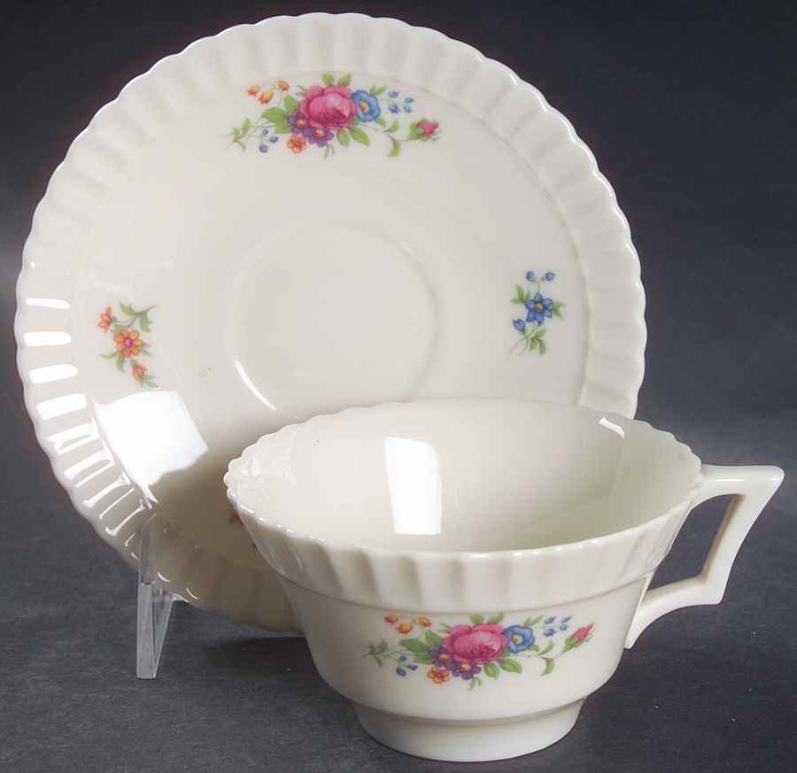 Classic Rose Flat Cup & Saucer Set by Lenox-1