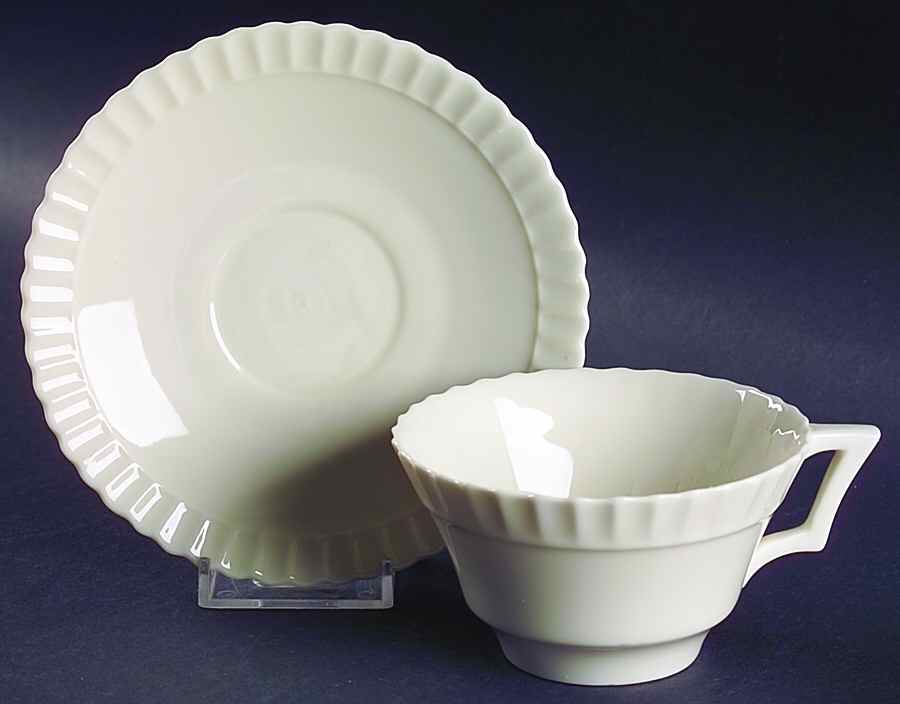 Classic White Flat Cup & Saucer Set by Lenox-1
