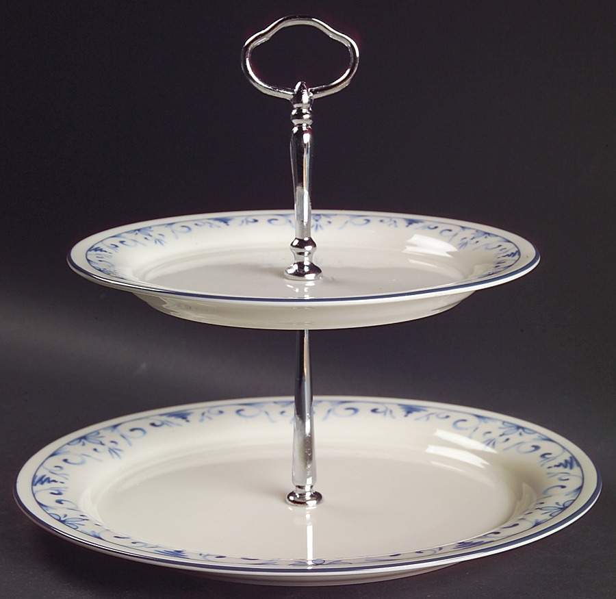Country Blue 2 Tiered Serving Tray (Dinner & Salad Plate) by Lenox-1