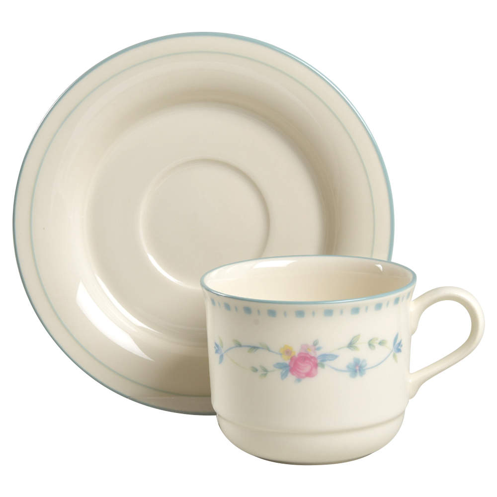 Country Cottage Blossoms Flat Cup & Saucer Set by Lenox-1