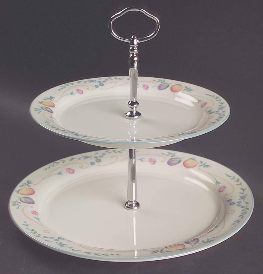 Country Cottage Orchard 2 Tiered Serving Tray (Dinner & Salad Plate) by Lenox-1