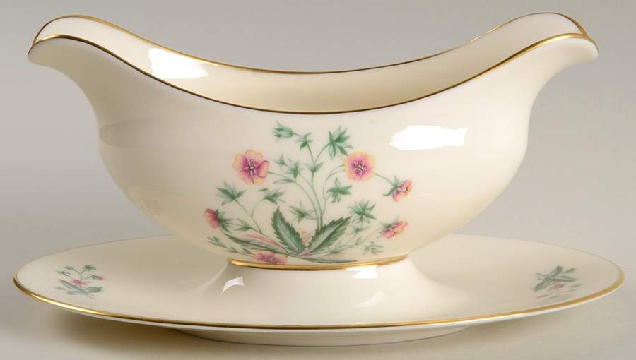 Country Garden Gravy Boat with Attached Underplate by Lenox-1