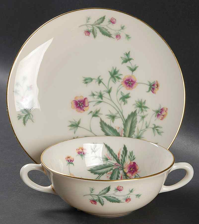 Country Garden Flat Cream Soup Bowl & Saucer Set by Lenox-1