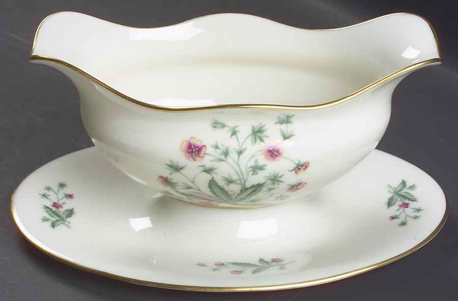 Country Garden Gravy Boat with Attached Underplate by Lenox-1