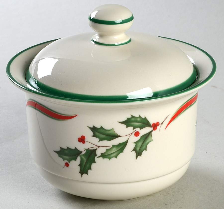 Country Holly Sugar Bowl & Lid by Lenox-1