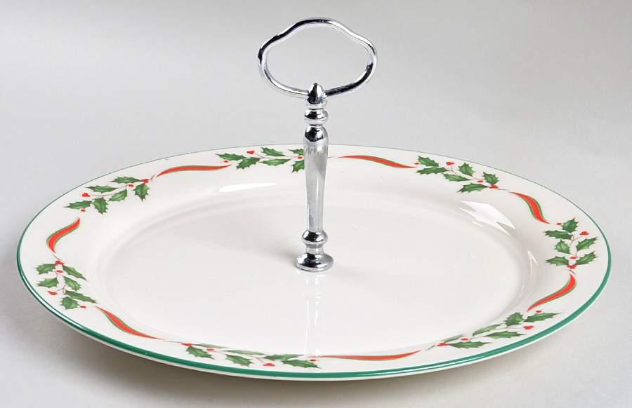 Country Holly Round Serving Plate with Handle (DP) by Lenox-1