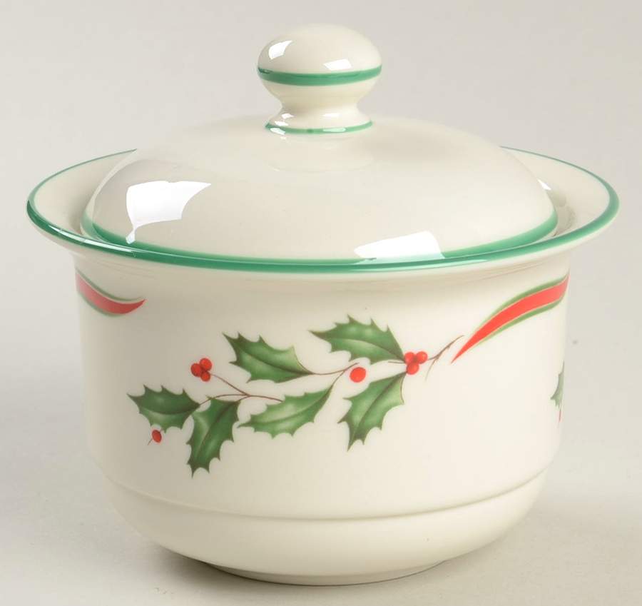 Country Holly Sugar Bowl & Lid by Lenox-1