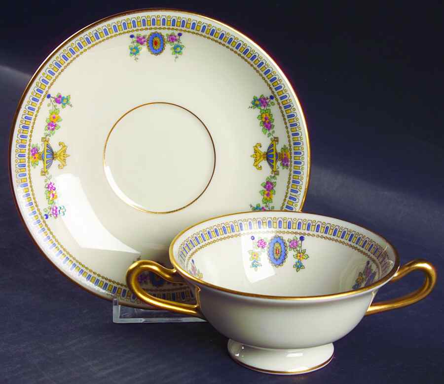 Colonial Footed Cream Soup Bowl & Saucer Set by Lenox-1