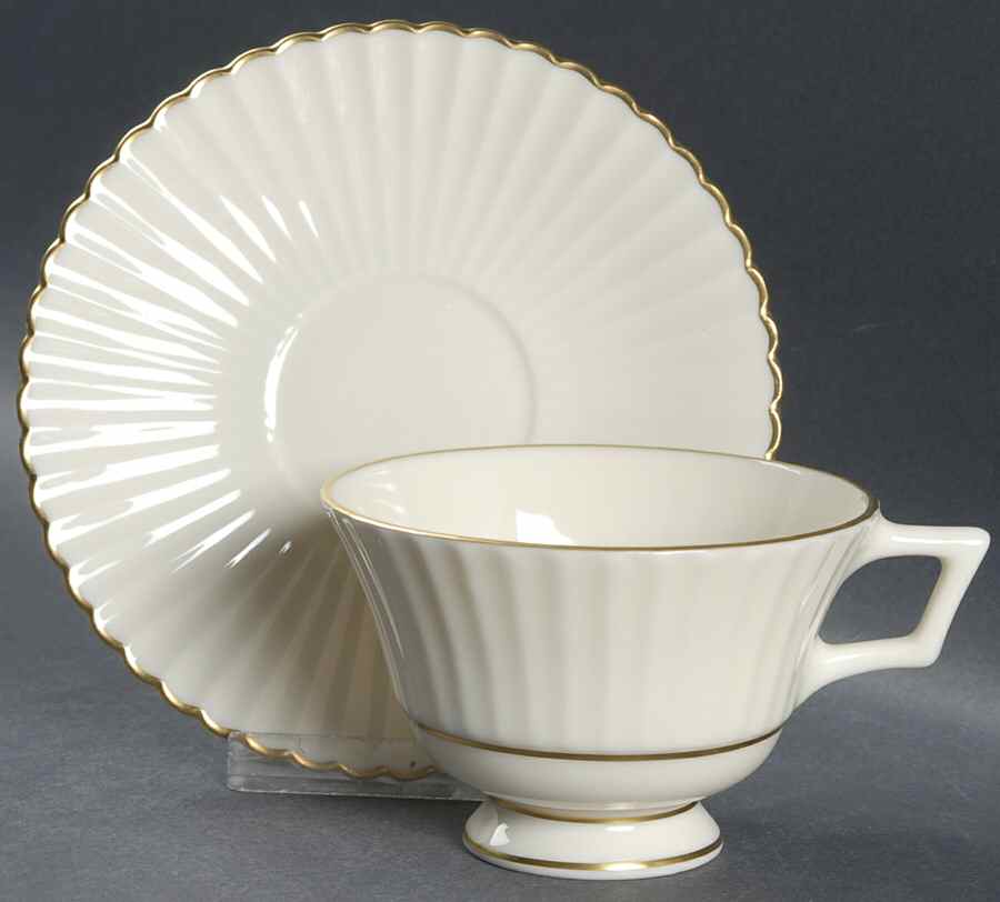Colonnade Gold Footed Cup & Saucer Set by Lenox-1