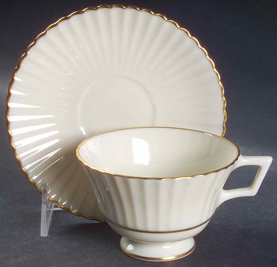 Colonnade Gold Footed Cup & Saucer Set by Lenox-1