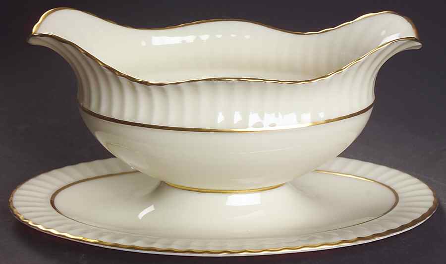 Colonnade Gold Gravy Boat with Attached Underplate by Lenox-1