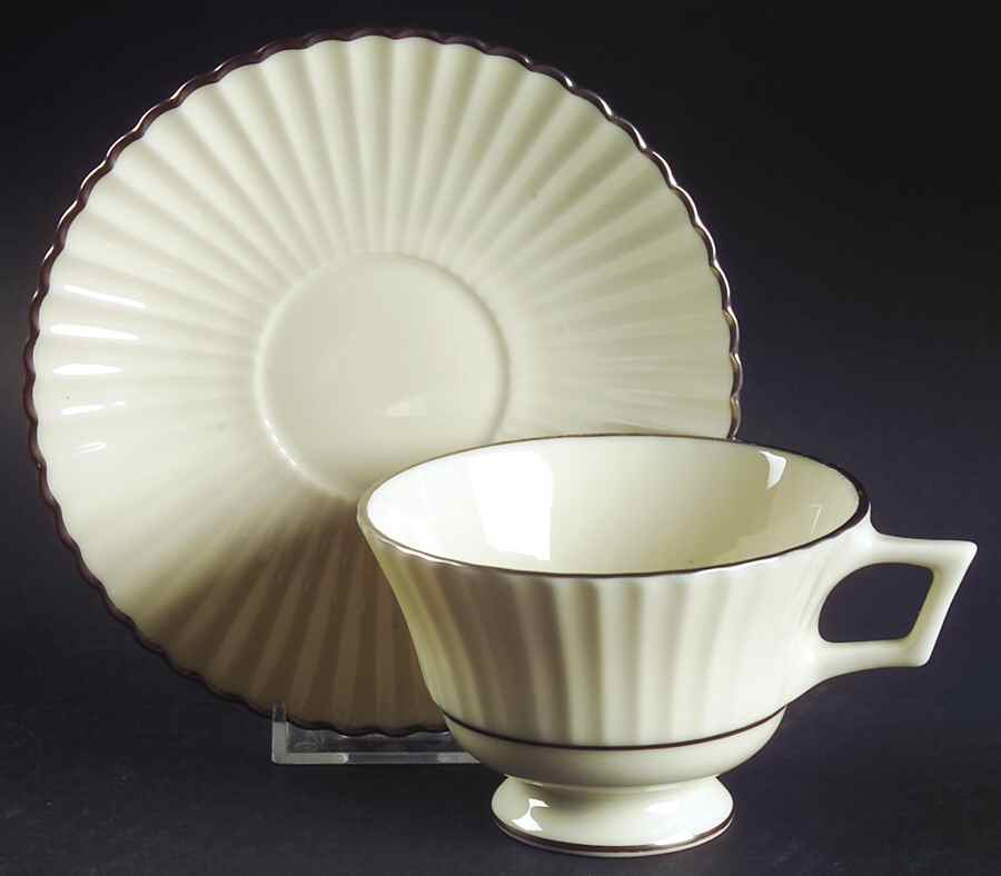 Colonnade Platinum Footed Cup & Saucer Set by Lenox-1