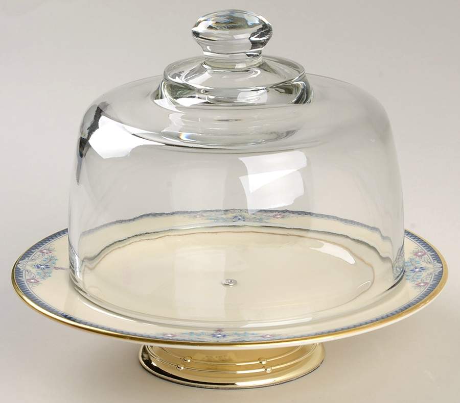 Columbia 6 1/2"-7 1/2" Footed Cheese Plate w/ Glass Dome HC by Lenox-1