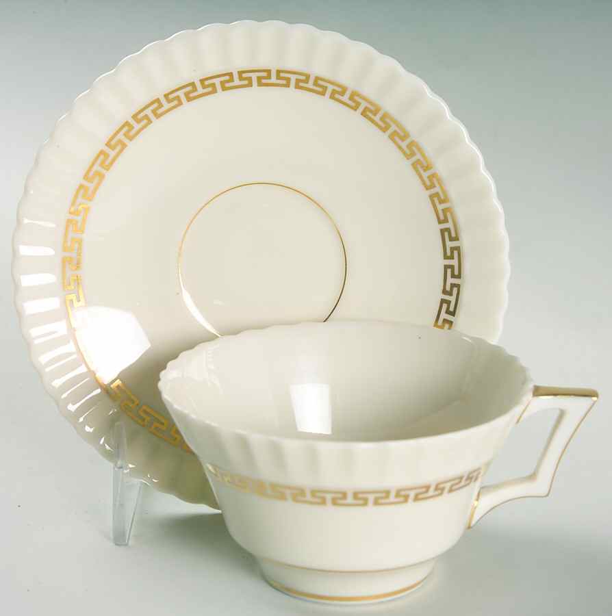 Corinthian Flat Cup & Saucer Set by Lenox-1