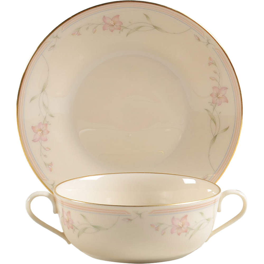 Coral Springs Flat Cream Soup Bowl & Saucer Set by Lenox-1