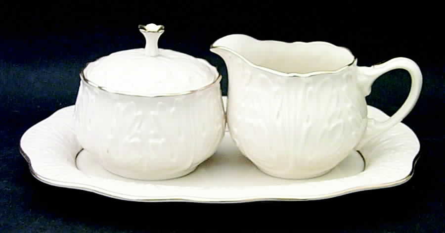Cottage (Giftware, Gold Trim) Creamer & Sugar with Lid & Tray Set by Lenox-1