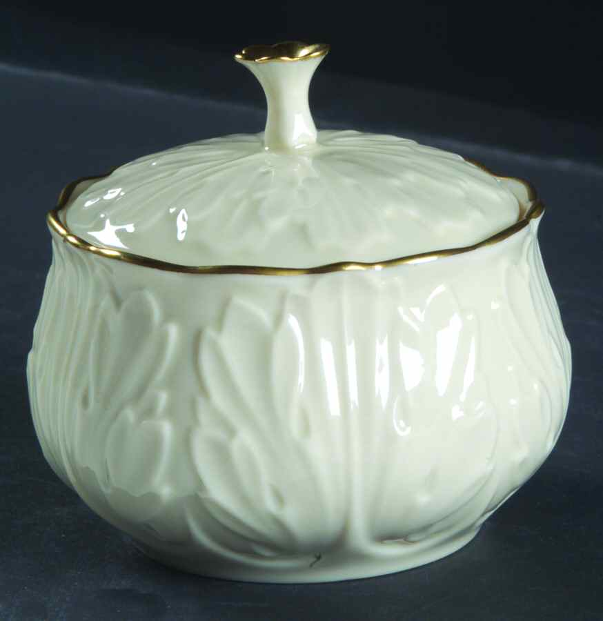 Cottage (Giftware, Gold Trim) Sugar Bowl & Lid by Lenox-1