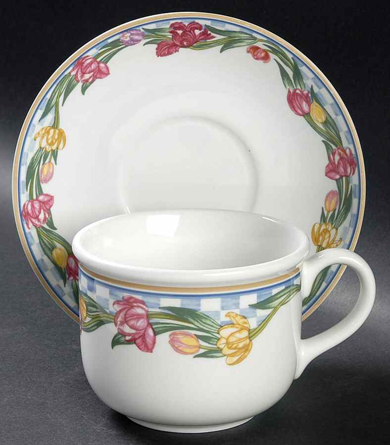 Country Tulips Flat Cup & Saucer Set by Lenox-1